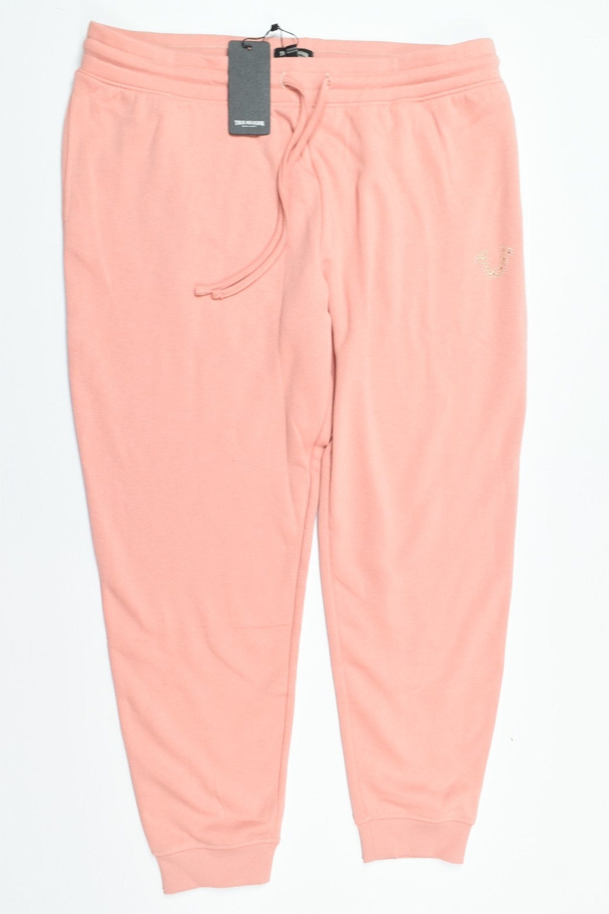 True Religion Studded Fleece Jogger Sweatpants Womens 2XL Coral Pink Slim